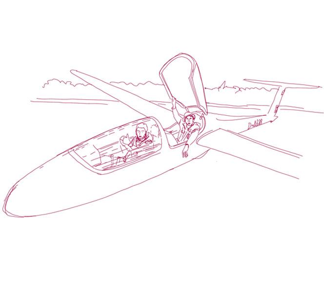 Illustration eines Segelflieger mit zwei Personen